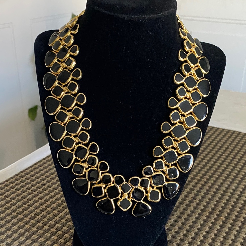 Gold and Black Statement Necklace - Women Jewelry - Picture 4 of 6